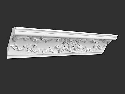 White Decorative Architectural Component With Intricate Carved Patterns And Ornate Design 3d model