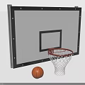 White Basketball Backboard With Black Frame Red Rim Net And Basketball