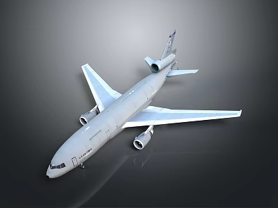 White Airplane With Two Wings Two Engines Long Fuselage And Dark Background 3d model