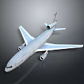 White Airplane With Two Wings Two Engines Long Fuselage And Dark Background 3d model