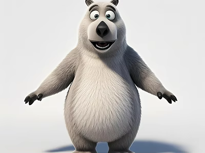 Cute Cartoon Reptile Character Standing With Open Arms And Happy Expression 3d model