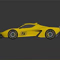 Yellow Sports Car With Sleek Aerodynamic Design And Racing Rear Wing