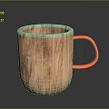 Wooden Mug With Yellow Handle For Daily Use And Home Decor