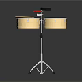 Professional Golden Double Drums Set On Silver Stand With Transparent Heads And Wooden Drumsticks