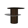 Modern Two Tiered Side Table With Cylindrical Base And Dark Wood Grain Design 3d model
