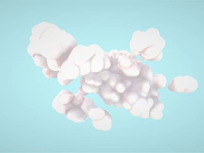 White Cloud Like Foam Clusters On Light Blue Background Art Design 3d model