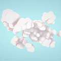 White Cloud Like Foam Clusters On Light Blue Background Art Design 3d model