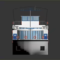 Long White And Blue Cruise Ship With Blue Roof And Multiple Windows