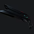 Futuristic Sci Fi Gun Design with Black Body Blue Glowing Lights and Red Accents
