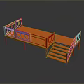 Outdoor Orange Platform Structure With Red Railings And Stairs Design 3d model