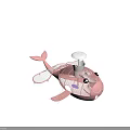 Pink Whale Shaped Playground Equipment With Net Structure And Blue Dots For Kids Fun