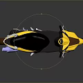 Modern Yellow And Black Scooter With Shiny Wheels Black Seat And Reflection
