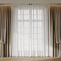 Beige Curtains With White Sheer Panels For Elegant Window Room Interior