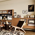 Modern Dining Kitchen Area With Cabinets Wine Bottles Coffee Machine And Decorative Paintings