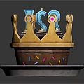 Golden Crown Shaped Decorative Item With JSR Letters Cup Base And Colorful Sprinkles On Tray