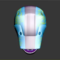 Sleek Colorful Blue Purple Gradient Helmet With Metallic Shine And Flame Design