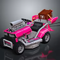 Pink Go Kart With Large Engine Wooden TNT Box And Black Seat