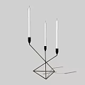 Stylish Candle Lamp With Three Candles Metal Stand And Geometric Base