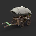 Traditional Wooden Car With Canvas Roof Storage Cage And Green Seat
