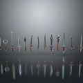 Various Medieval Swords With Ornate Handles On