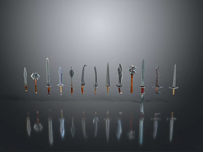 Various Medieval Swords With Ornate Handles On 3d model