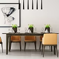 Modern Dining Table and Chair Combination Dining Table 3d model