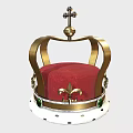 Elegant Royal Crown With Golden Frame Red Padded Top Cross And Green Gemstones
