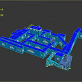 Modern Blue 3D Furniture Model With Stereoscopic Architectural Structure Design