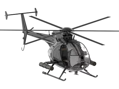 Military Black Helicopter With Rotor Blades Transparent Cockpit And Weapon Systems 3d model