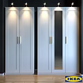 Modern White Dresser With Sleek Design Metal Handles And Mirror Panels