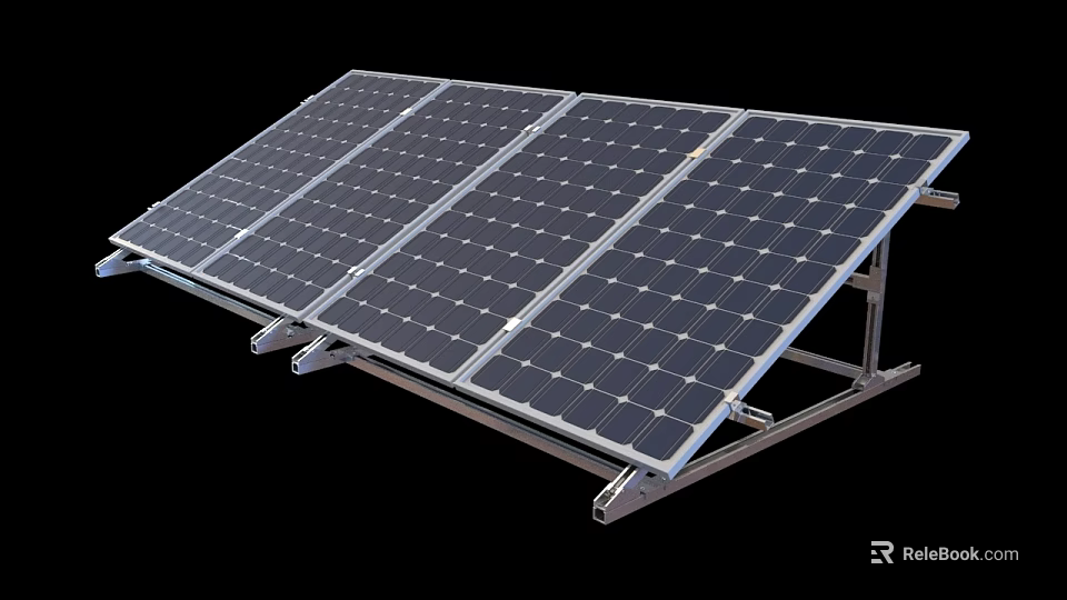 High Efficiency Solar Panels System For Home Electrical Appliances Power Supply 3d model 
