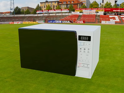 Modern Kitchen Appliance Microwave Oven With Black Panel And White Body 3d model
