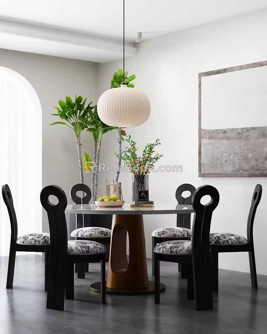 Modern Dining Table and Chair Combination 3d model
