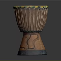 Traditional African Djembe Drum with Carved Wooden Body Colored Rim and Decorative Patterns