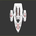 Futuristic Silver Spaceship With Red Stripes And Aerodynamic Design For Space Travel