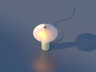 Modern Table Lamp with Pleated Illuminated Shade and Light Green Base on Blue Surface 3d model