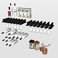 Modern Decorative Ornament Set with Bottles Cards Hooks and Wooden Figurines