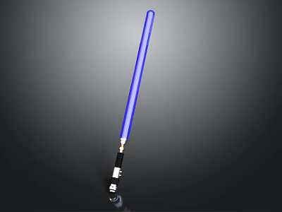 Detailed Blue Lightsaber With Black Hilt And Glowing Blade Display Scene 3d model