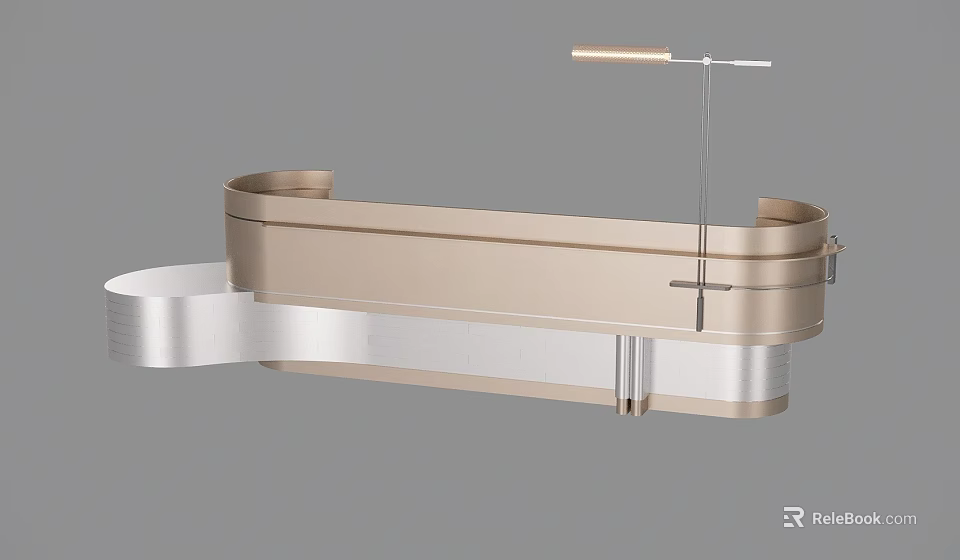 Sleek Modern Reception Desk With Curved Metal Design And Smooth Surface Finish 3d model 