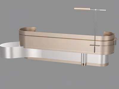 Sleek Modern Reception Desk With Curved Metal Design And Smooth Surface Finish 3d model
