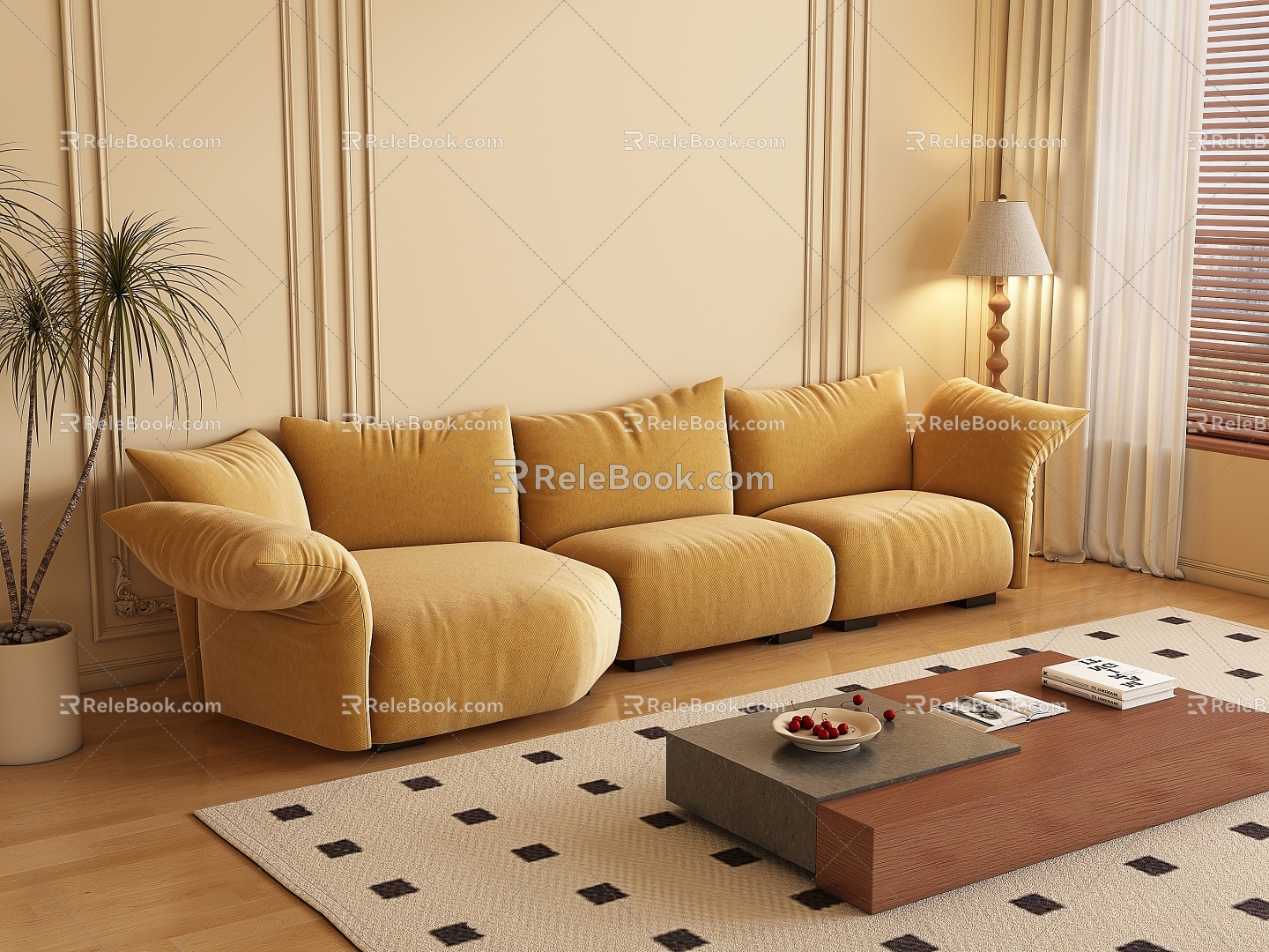 Middle Style Sofa 3d model