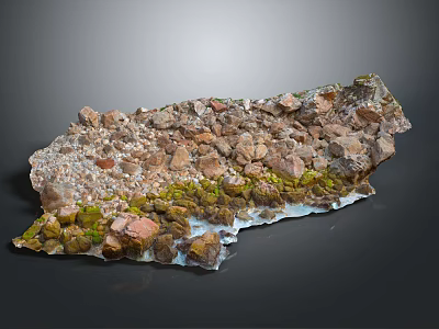 Natural Rocky Terrain Featuring Brown Gray Rocks and Green Moss Layers 3d model