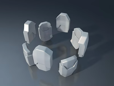 White Hinged Door Components in Various Designs for 3D Rendered 3d model