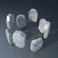 White Hinged Door Components in Various Designs for 3D Rendered
