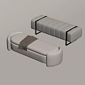 Bed end stool combination 3d model