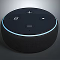 Wireless Speaker Featuring Round Design Black Fabric Finish Blue LED Ring Light and Control Buttons 3d model