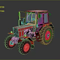 Red Agricultural Tractor Featuring Black Tires Red Rims And Transparent Cab