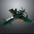 Green Spacecraft Model With Detailed Propellers And Wing Structure For Aerospace Study 3d model