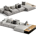Modern Sectional Sofa With Plush Cushions And Light Wood Side Table 3d model