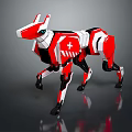 Robotic Dog Red White Design With Cross Symbol For Rescue Operations 3d model